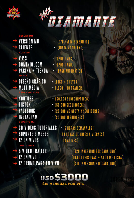 PACK DIAMANTE mu online